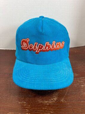Vintage Miami Dolphins Blue Corduroy Snapback Hat NFL Starline H4